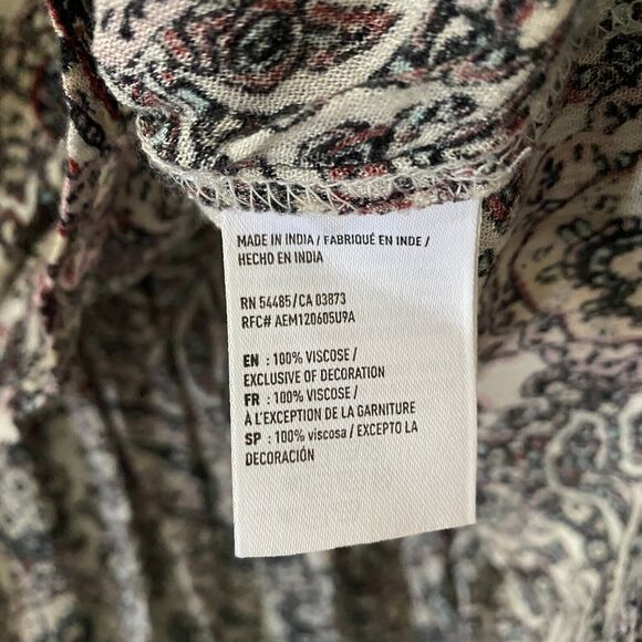 American Eagle Peasant Womens Blouse Tunic Size S/P‎ Paisley Keyhole Long Sleeve - Picture 9 of 10